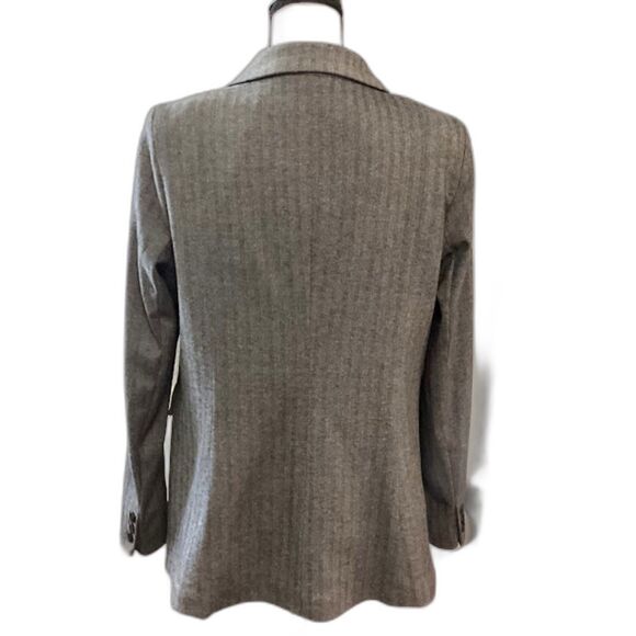 Rachel Zoe Herringbone Longline Academia Blazer Jacket w Pockets in B/W/G Large - Picture 4 of 8